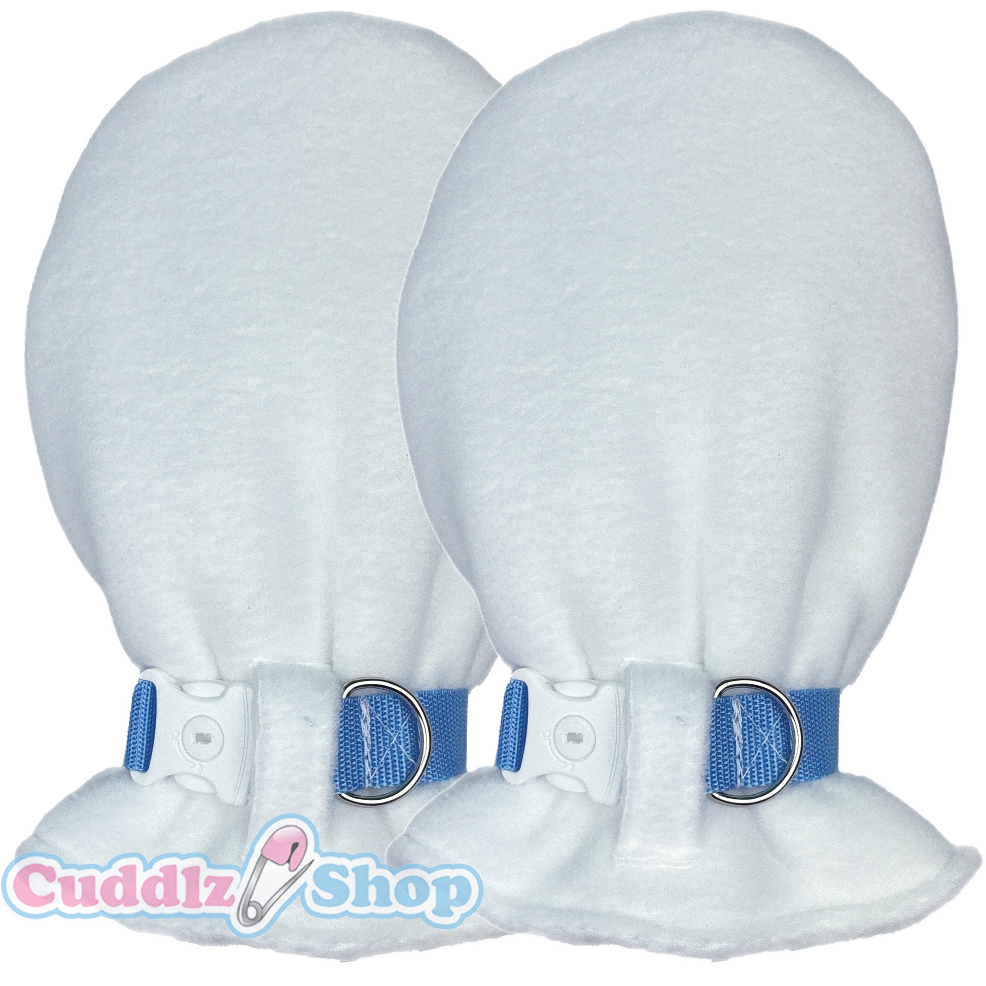 Cuddlz Pair of White Fleece Adult Sized Locking / Lockable Mittens ...