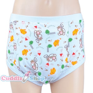 Cuddlz Little Monkey And Animal Pattern Padded Training Pants Adult Sized - unisex for men or women