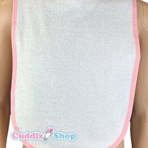 Cuddlz Adult Sized Personalised White Towelling Bib ABDL Extra Large with Unicorn Embroidery Personalisation image 5