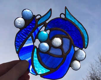 Wave stained glass suncatcher