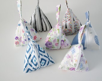 Fabric pyramid pouches
