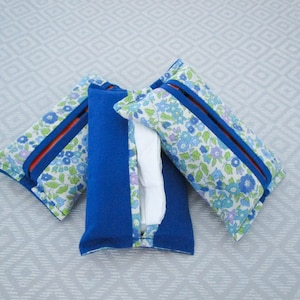 Set of 3 Tissue Holders Blue Floral