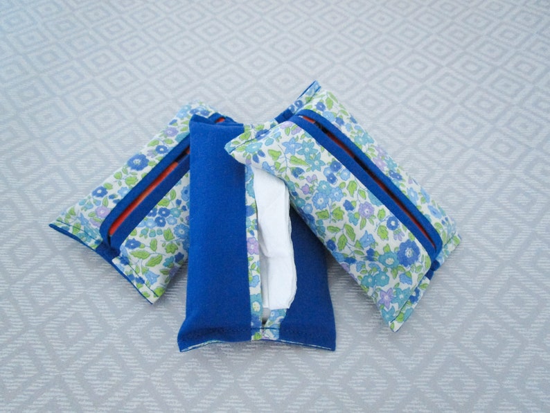 Set of 3 Tissue Holders Blue Floral