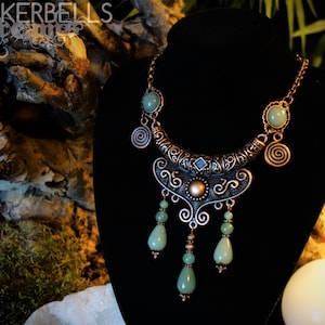 necklace wicca pagan medieval vintage gothic wiccan victorian celtic copper gift green aventurin