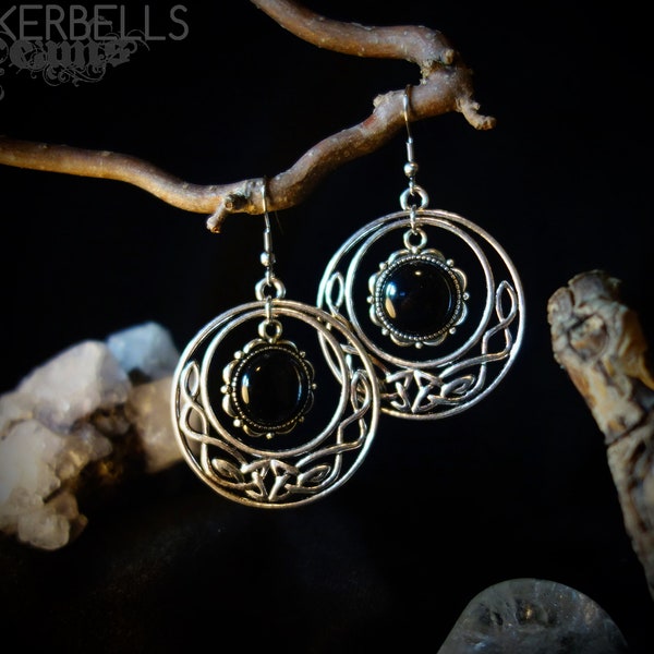 earrings gothic pagan celtic wicca wiccan gothicjewelry medieval silver black gift celtic knot victorian