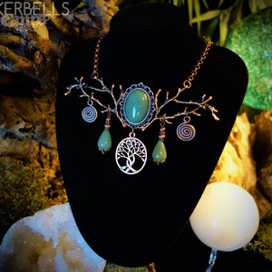 necklace wicca pagan medieval vintage gothic wiccan victorian celtic copper gift branches green aventurin