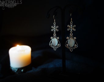 earrings snowflake snow queen winter gothic pagan celtic wicca wiccan gothic jewelry medieval silver gift set victorian vintage renaissance