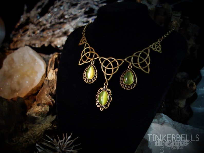 necklace wicca pagan medieval vintage wiccan victorian celtic antique bronze green gift celtic knot renaissance