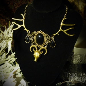 Halskette Pagan Wicca keltisch Wiccan Mittelalter Antik-Bronze schwarz Geschenk Set Cernunnos gehörnter Gott Geweih