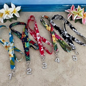 Lanière en tissu hawaïen : porte-badge imprimé Aloha