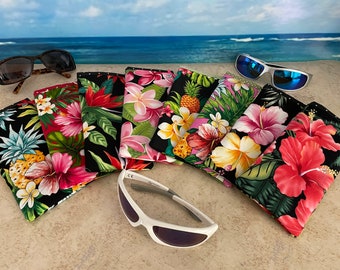 Hawaii Sunglass Case ~ Hawaiian Fabric Sunglass Case ~ Aloha Sunglass Case ~ Hawaiian Souvenir ~ Hawaiian Gift ~ Made with Aloha