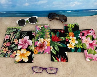 Hawaii Sunglass Case ~ Hawaiian Fabric Sunglass Case ~ Aloha Sunglass Case ~ Hawaiian Souvenir ~ Hawaiian Gift ~ Made with Aloha