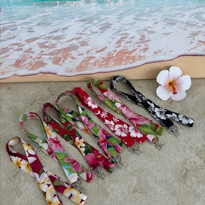 Lanière en tissu hawaïen : badge et porte-clés imprimé Aloha