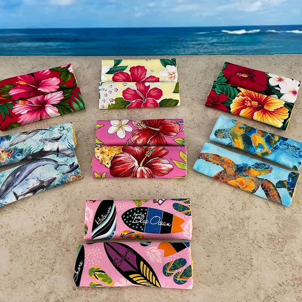 Luggage Spotters ~ Hawaiian Fabric Suitcase Spotters ~ Luggage Handle Wraps ~ Suitcase Tags ~ Set of Two Luggage Spotters ~ Suitcase Tags