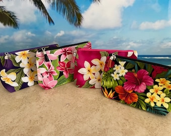 Aloha Cosmetic Bag ~ Hawaiian Fabric Makeup Bag ~ Hawaii Cosmetic Bag ~ Hawaiian Gift ~ Travel Makeup Bag ~ Gift of Aloha