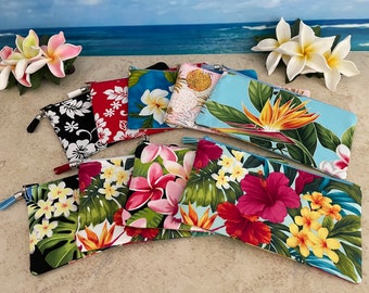 Hawaiian Zipper Pouch ~ Hawaiian Fabric Zipper Pouch ~ Pencil Zipper Pouch ~ Long Zipper Pouch ~ Hawaiian Zip Pouch ~ Aloha Zipper Pouch ~