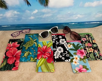 Hawaii Sunglass Case ~ Hawaiian Fabric Sunglass Case ~ Aloha Sunglass Case ~ Hawaiian Souvenir ~ Hawaiian Gift ~ Made with Aloha