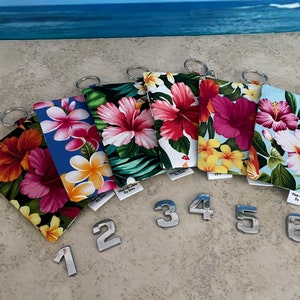 Pochette zippée en tissu hawaïen : pièce de monnaie, carte, étui pour écouteurs avec porte-clés