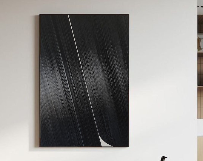 Extra Large Black & White Textured Wall Art Modern Abstract Canvas Painting