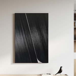 Extra Large Black & White Textured Wall Art Modern Abstract Canvas Painting