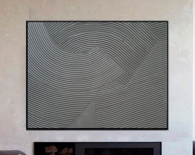 Large Gray Textured Wall Art Abstract 3d Painting Monochrome Handmade Canvas