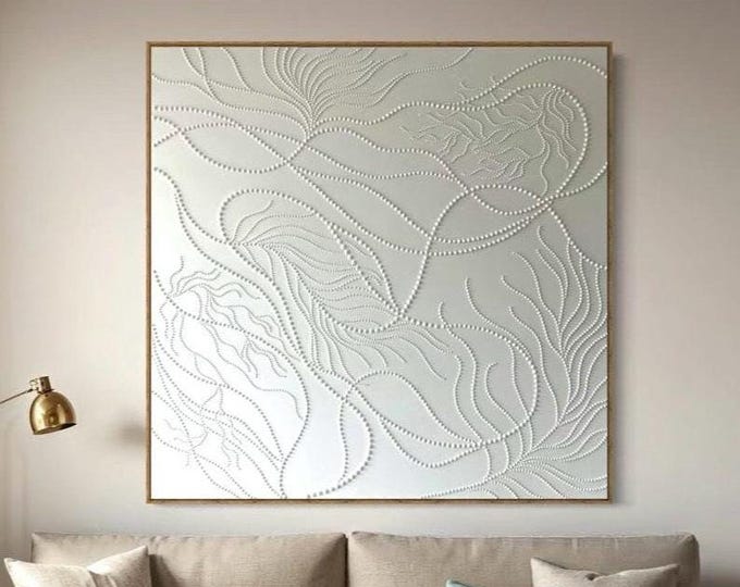 Large White 3D Textured Wall Art, Minimalist Abstract Canvas, Organic Modern Decor, Handmade Neutral Painting
