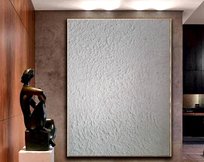 Extra Large White Textured Wall Art Oversized Abstract Painting Modern 3d Plaster Handmade Canvas Home Decor