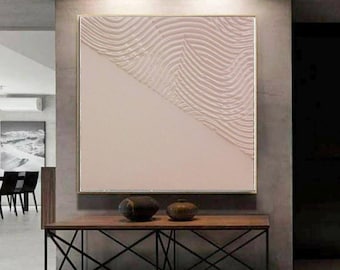 Large White Textured Abstract Wall Art, Minimalist 3D Painting, Modern Neutral Canvas, Contemporary Interior Decor