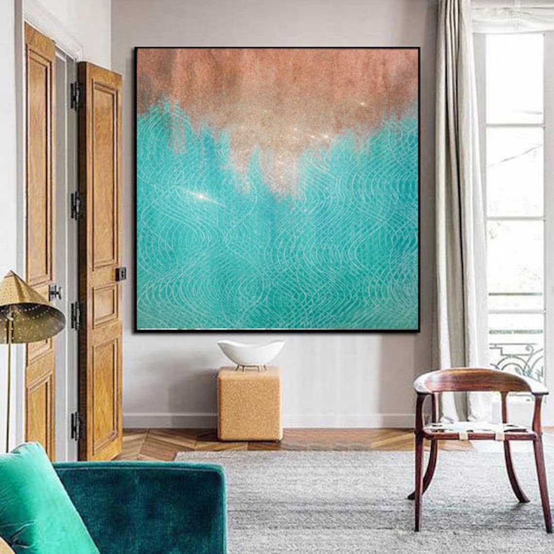 Large Shine Painting Gold Glitter Wall Art Living Room Extra Etsy