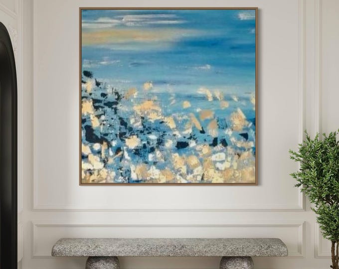 Large Abstract Seascape Wall Art Modern Original Oversized Painting on Canvas