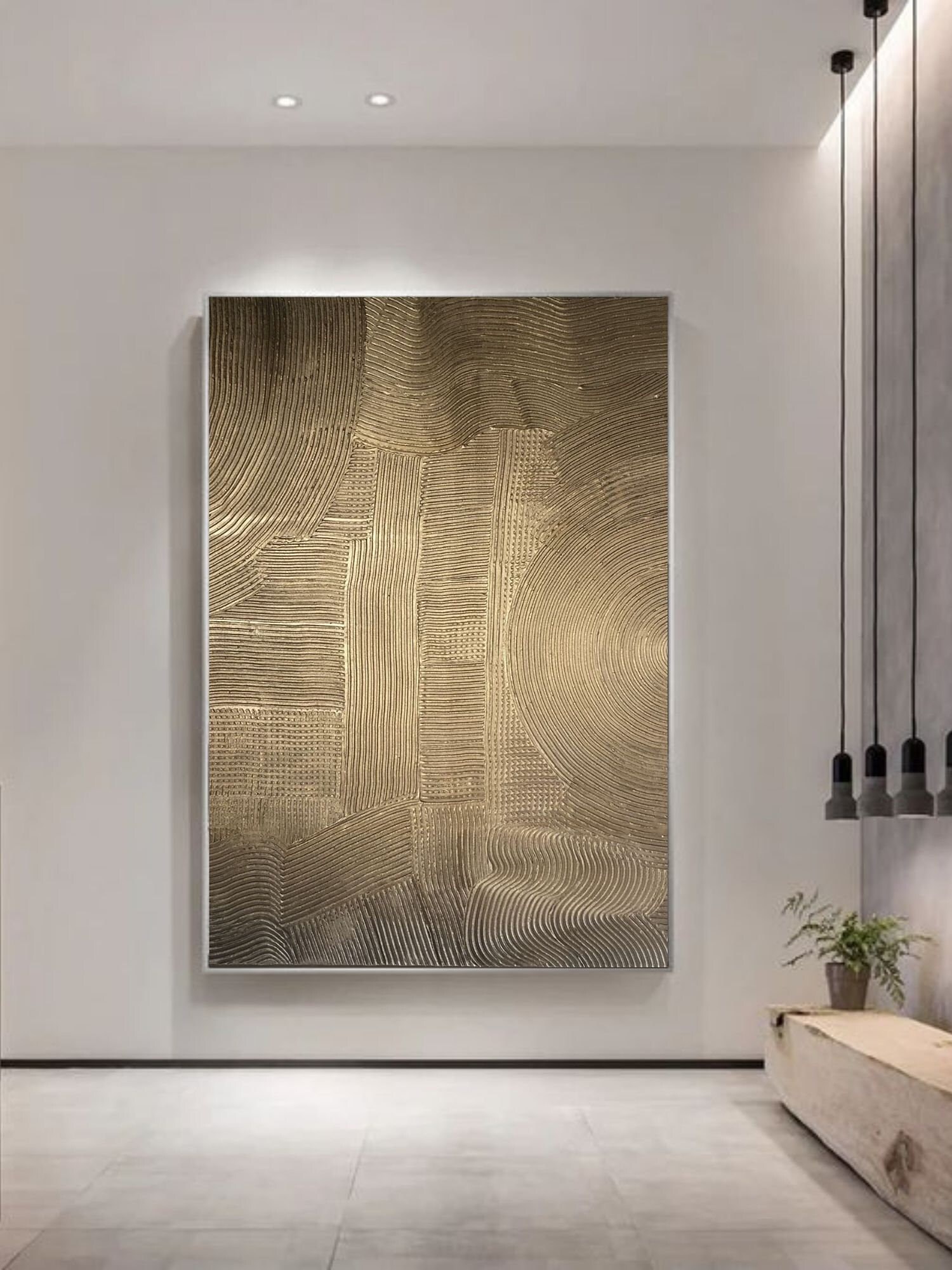 Large Painting Oversize Textured Bronze Metallic Mural Etsy