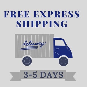 May include: A blue delivery truck with the word "delivery" written on the side. The truck is on a white background with the text "FREE EXPRESS SHIPPING" and "3-5 DAYS" in blue.