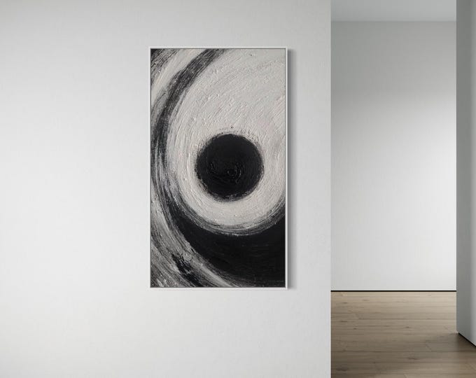 Black & White Abstract Acrylic Painting: Textured Modern Wall Art