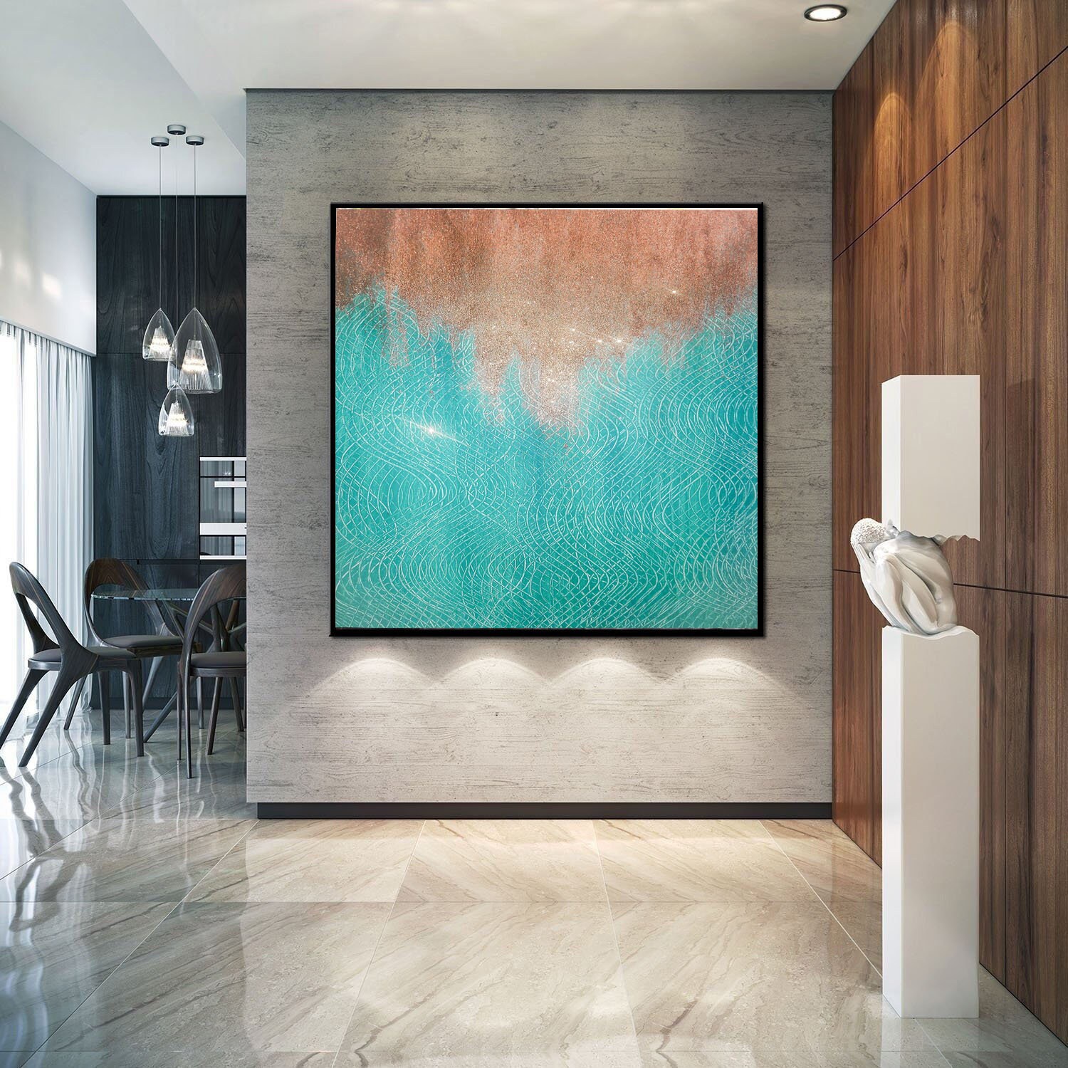 Large Shine Painting Gold Glitter Wall Art Living Room Extra Etsy