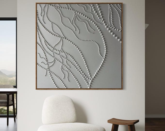 Large White 3D Textured Wall Art, Minimalist Abstract Canvas, Organic Modern Decor,  Handmade Neutral Painting