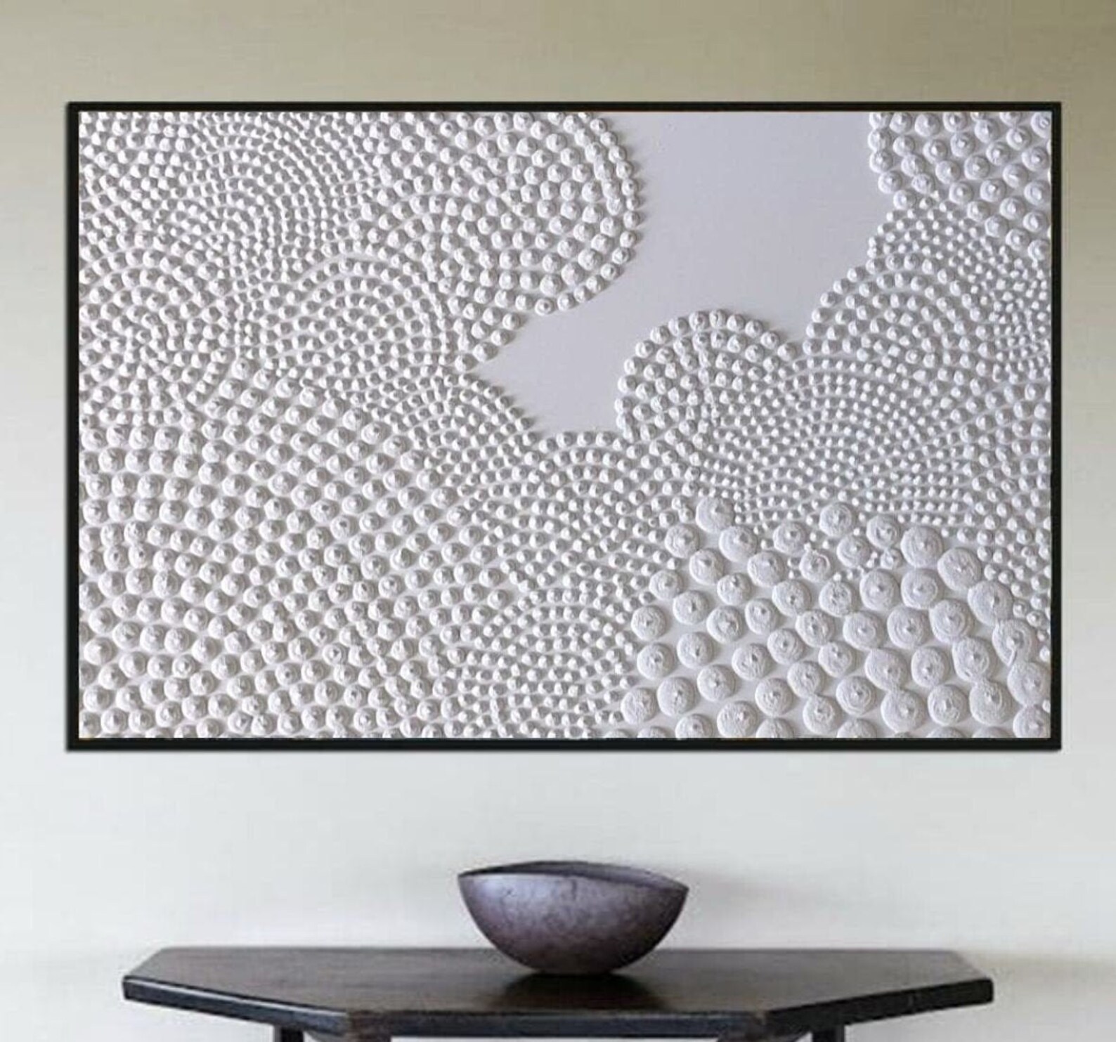 White 3D Point Painting Oversize Wall Art Rich Texture Etsy