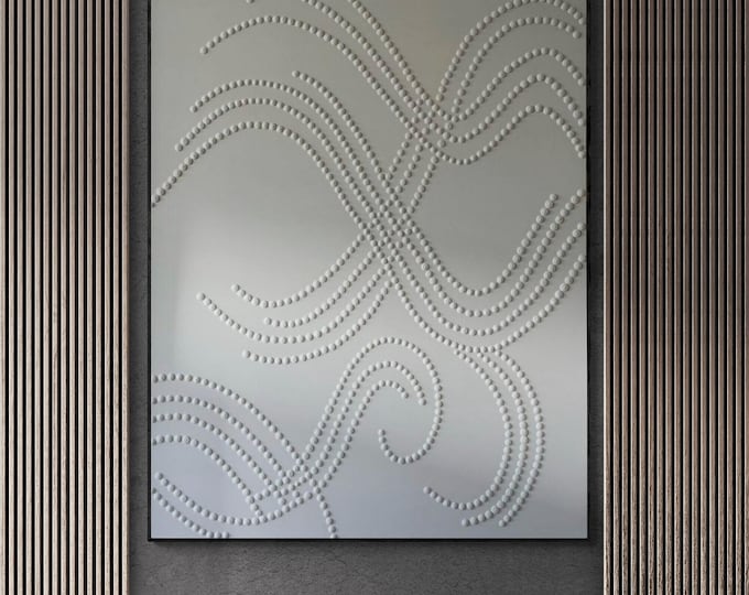 Large Textured Wall Art Abstract Painting Neutral Modern 3d Dot Plaster Canvas Minimalist Boho Handmade Unique Artwork