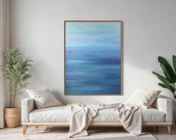 Extra Large Abstract Seascape Painting: Textured Modern Canvas Art