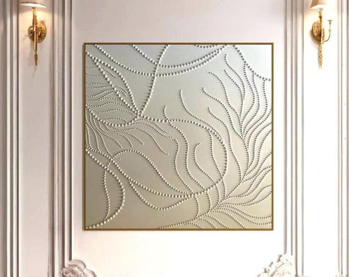 Oversized White 3D Textured Wall Art Modern Minimalist Abstract Painting Sculptural Canvas Wall Decor