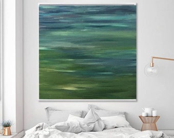 Large Abstract Seascape Painting Canvas Living Room, Extra Large Modern Abstract Landscape Canvas Office, Large Original Painting, Wall Art