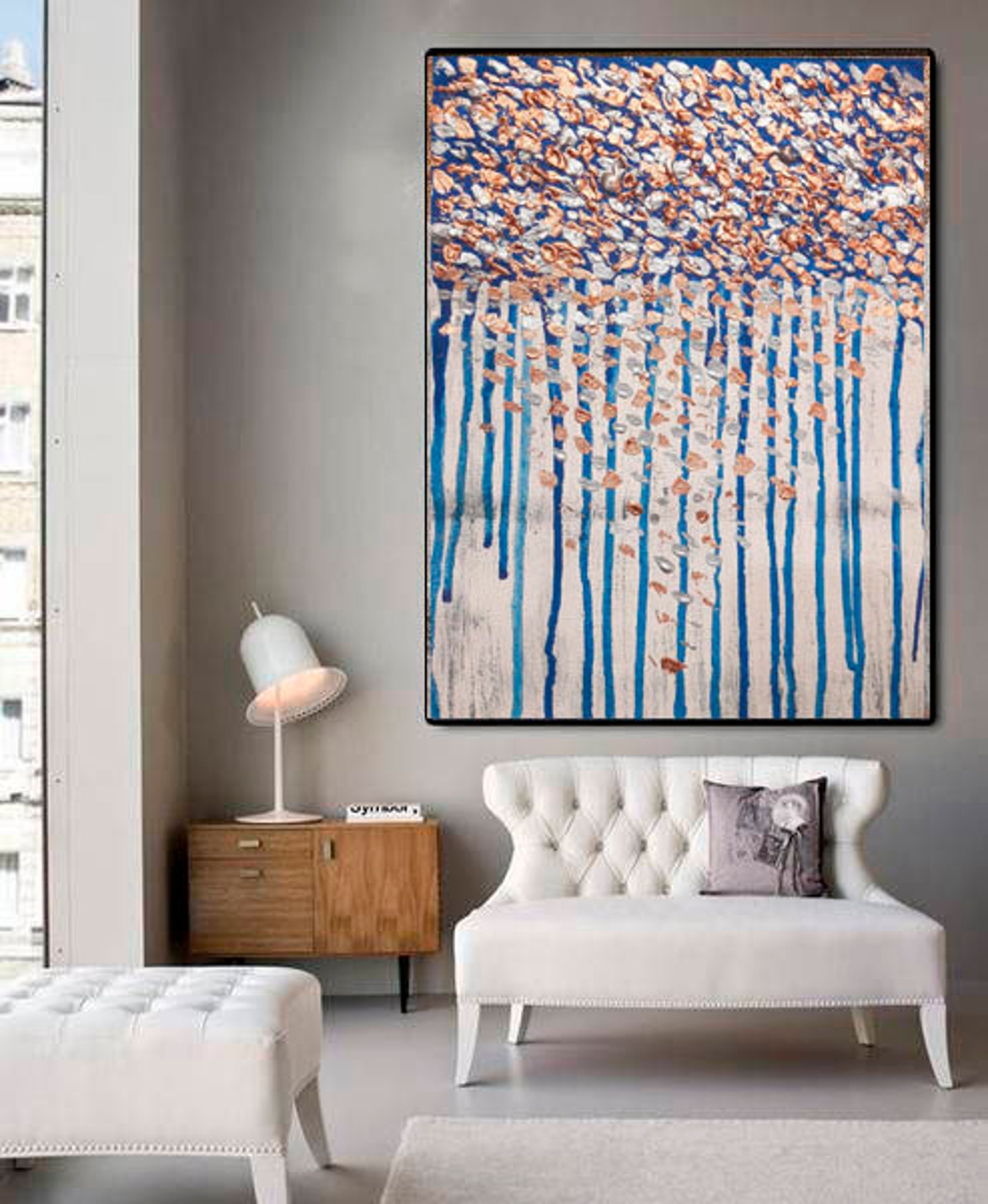 Large Shiny Painting Sparkly Abstract Living Room Wall Art Etsy