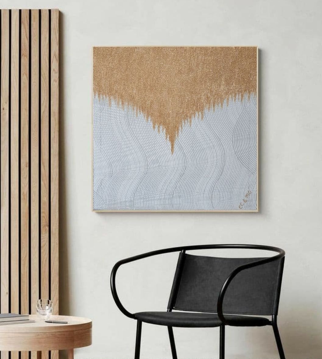 Large Shine Painting Gold Glitter Wall Art Living Room Extra Etsy UK