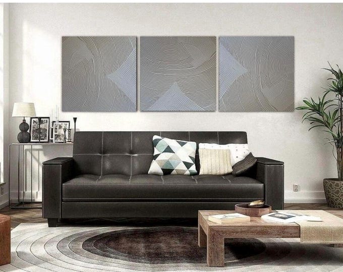 Oversize White 3D Texture Painting Set: Modern Abstract Wall Art
