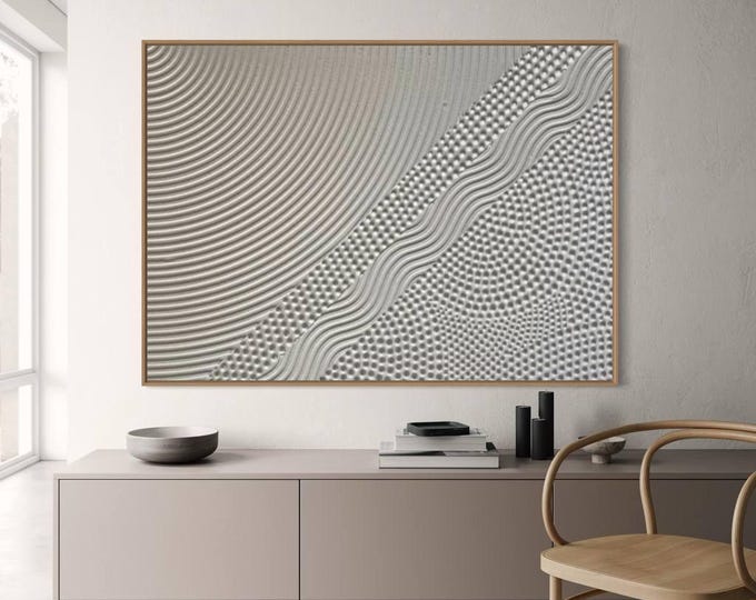 Oversized 3D Textured Abstract Canvas Art: Modern White Monochrome Painting