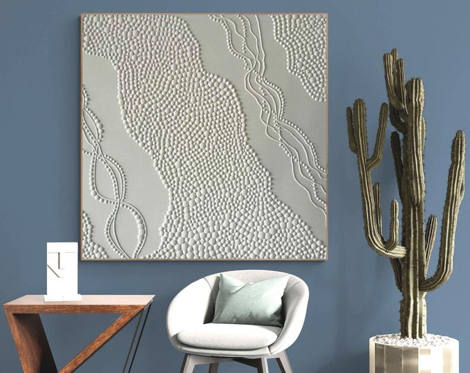 White 3D Textured Wall Art, Minimalist Abstract Canvas, Organic Modern Decor, Large Handmade Neutral Painting