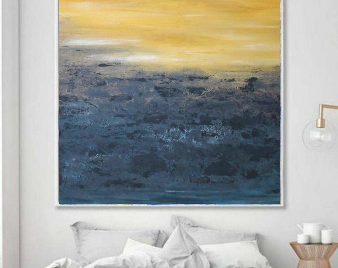 Large Abstract Texture Painting: Minimalism Modern Landscape Wall Art