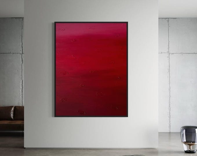Large Red Abstract Painting: Textured Modern Canvas Art