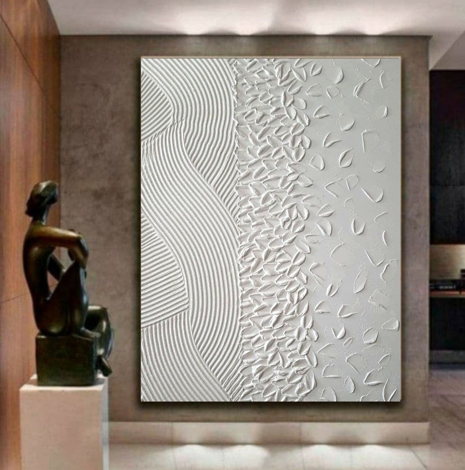 White Textured Painting Large White Textured Wall Art Large Texture