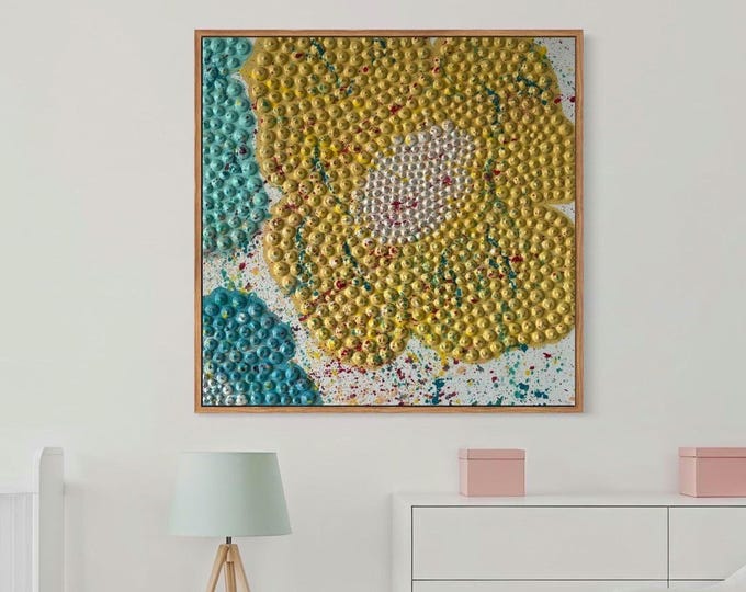 3D Textured Flower Wall Art, Modern Impasto Bloom Painting