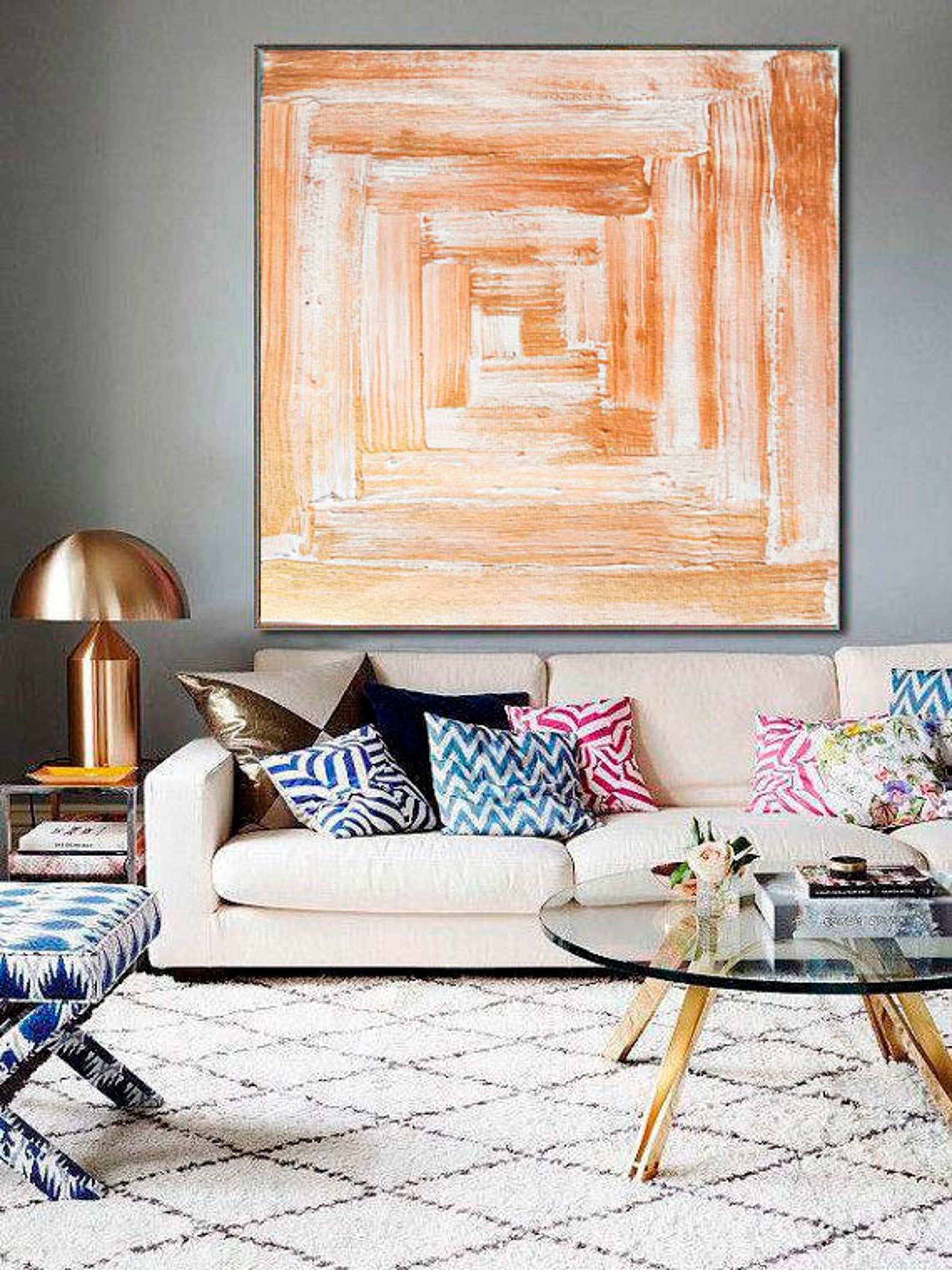 Gold Large Painting Texture Oversize Abstract Wall Art Hallway Etsy